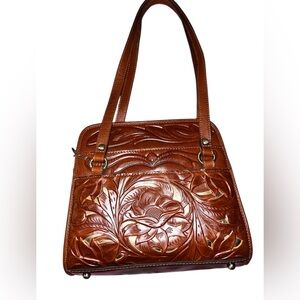 Patricia Nash Elegant Brown Leather Handbag